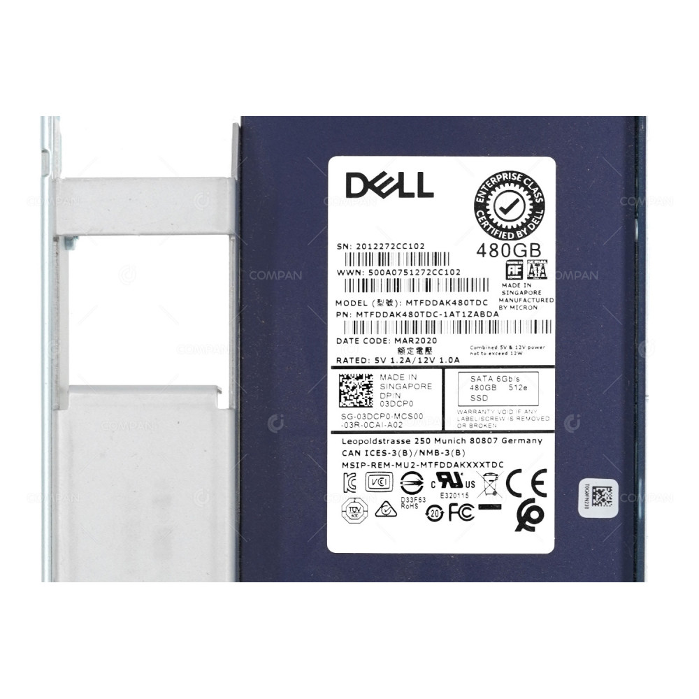 3DCP0 G14 LFF  DELL SSD 480GB SATA 6G 3.5" LFF FOR DELL POWEREDGE G14